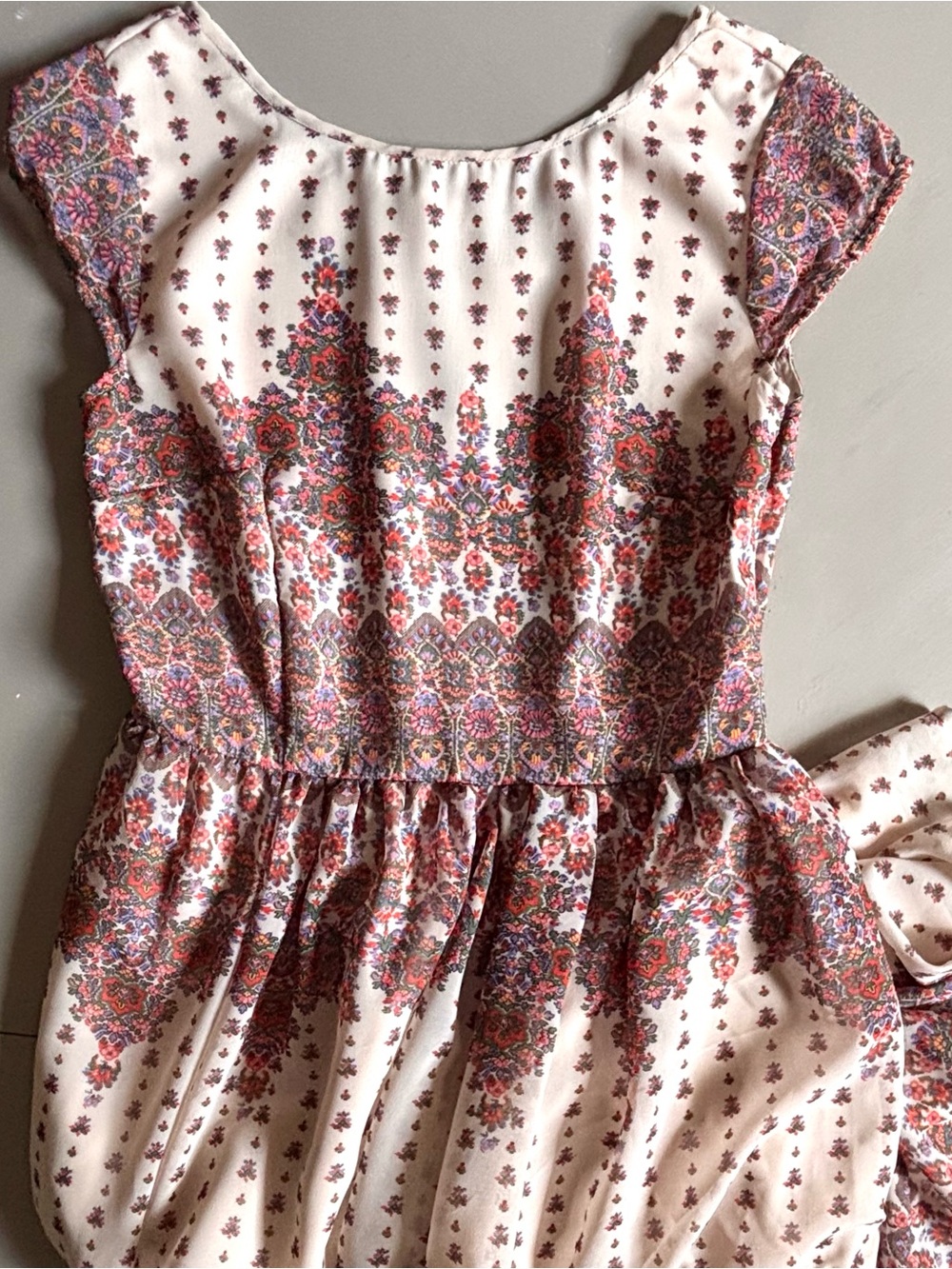 ESHAKTI Cap Sleeves Boho Floral Paisley Smocked Waist Tiered Skirted Maxi Dress - Picture 1 of 14